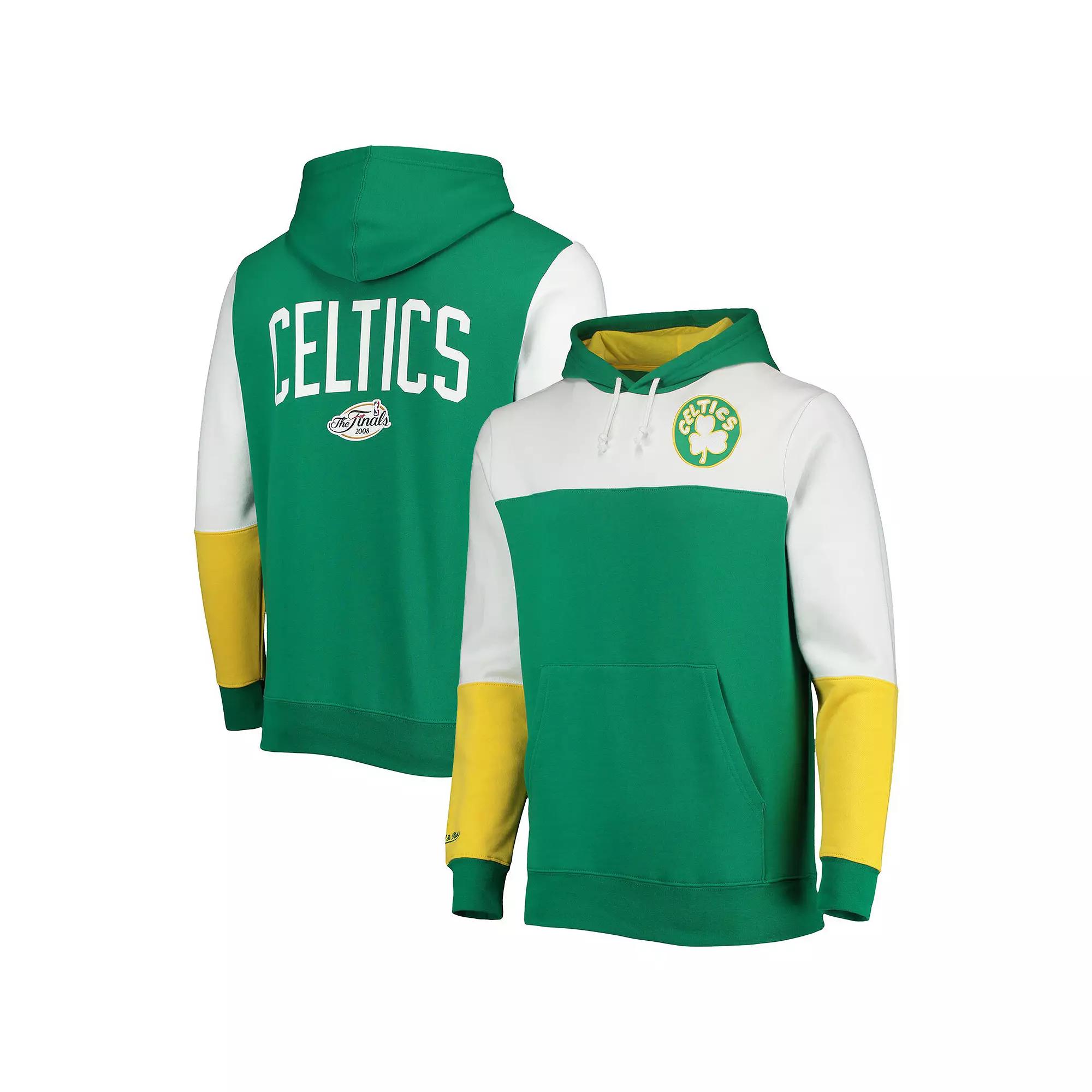 Men's Mitchell & Ness Kelly Green Boston Celtics Hardwood Classics 2008 NBA Finals Fusion 2.0 Colorblock Pullover Hoodie, Size: 2XL Product Image