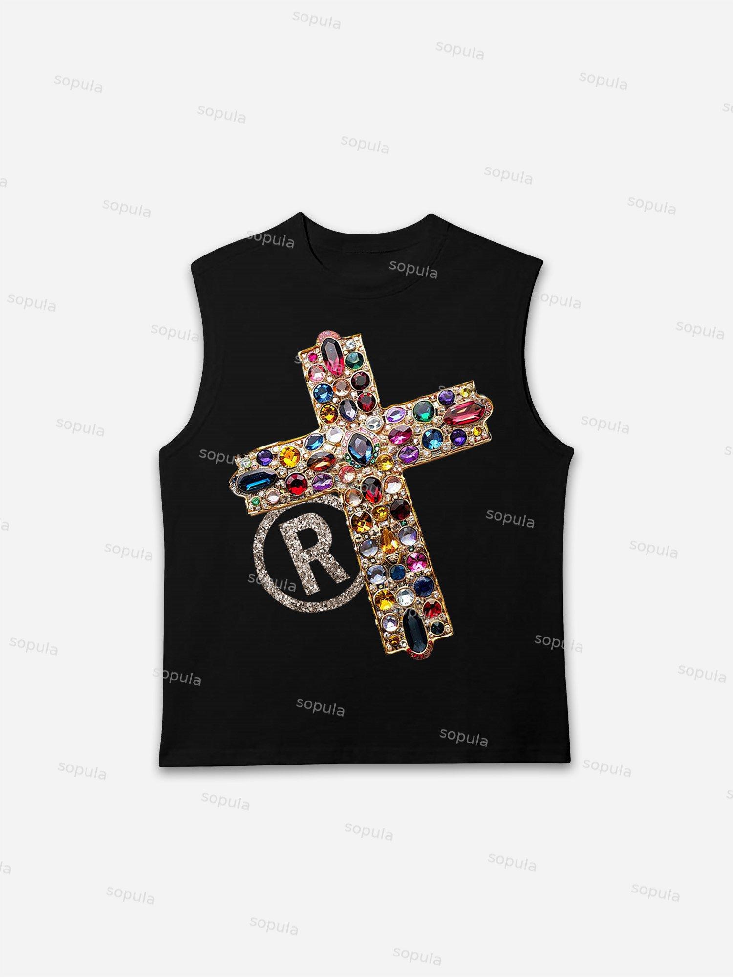 Diamond Cross Graphic Print Tank Top Product Image