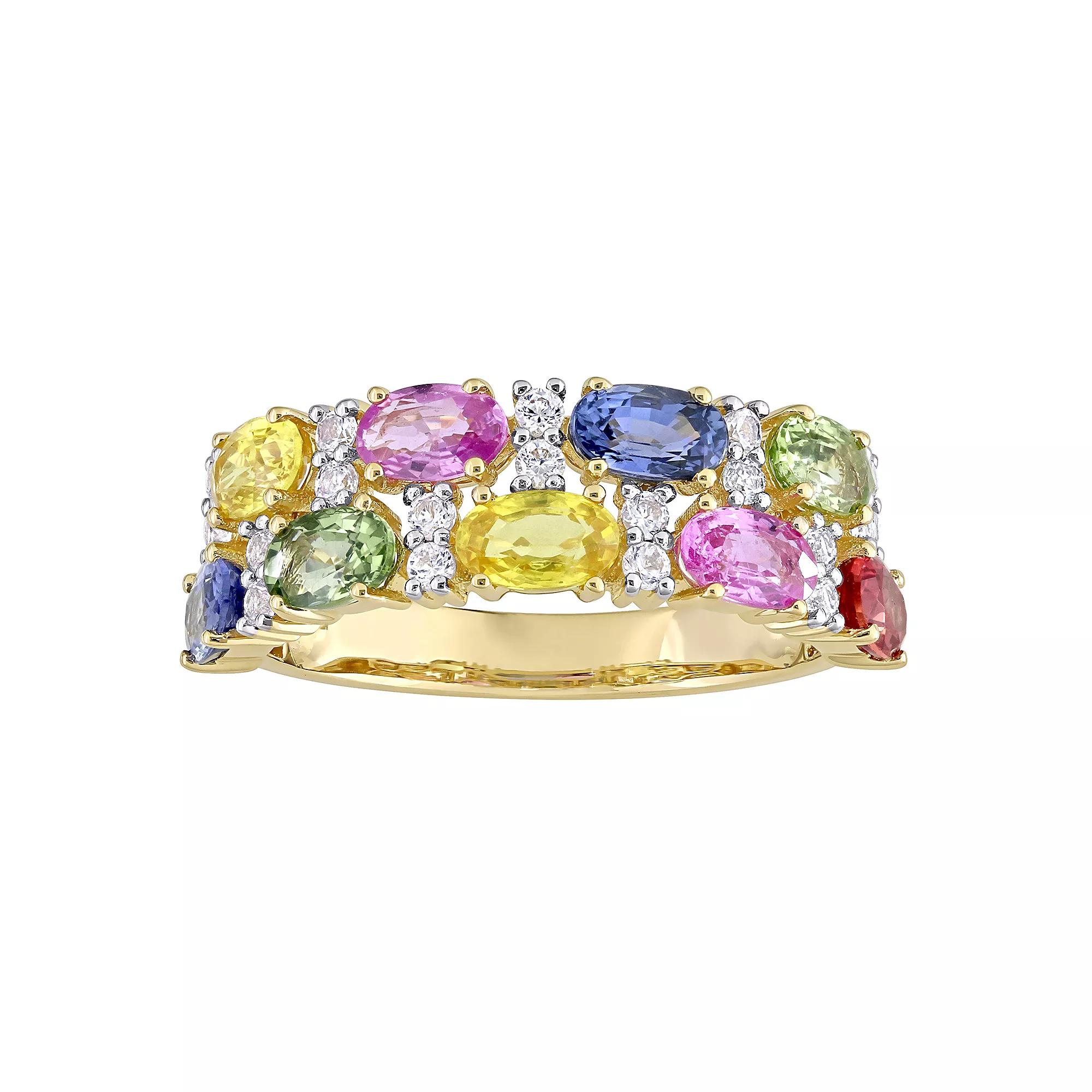 Stella Grace 14k Gold Multi-Color Sapphire Semi-Eternity Ring, Women's,  Product Image