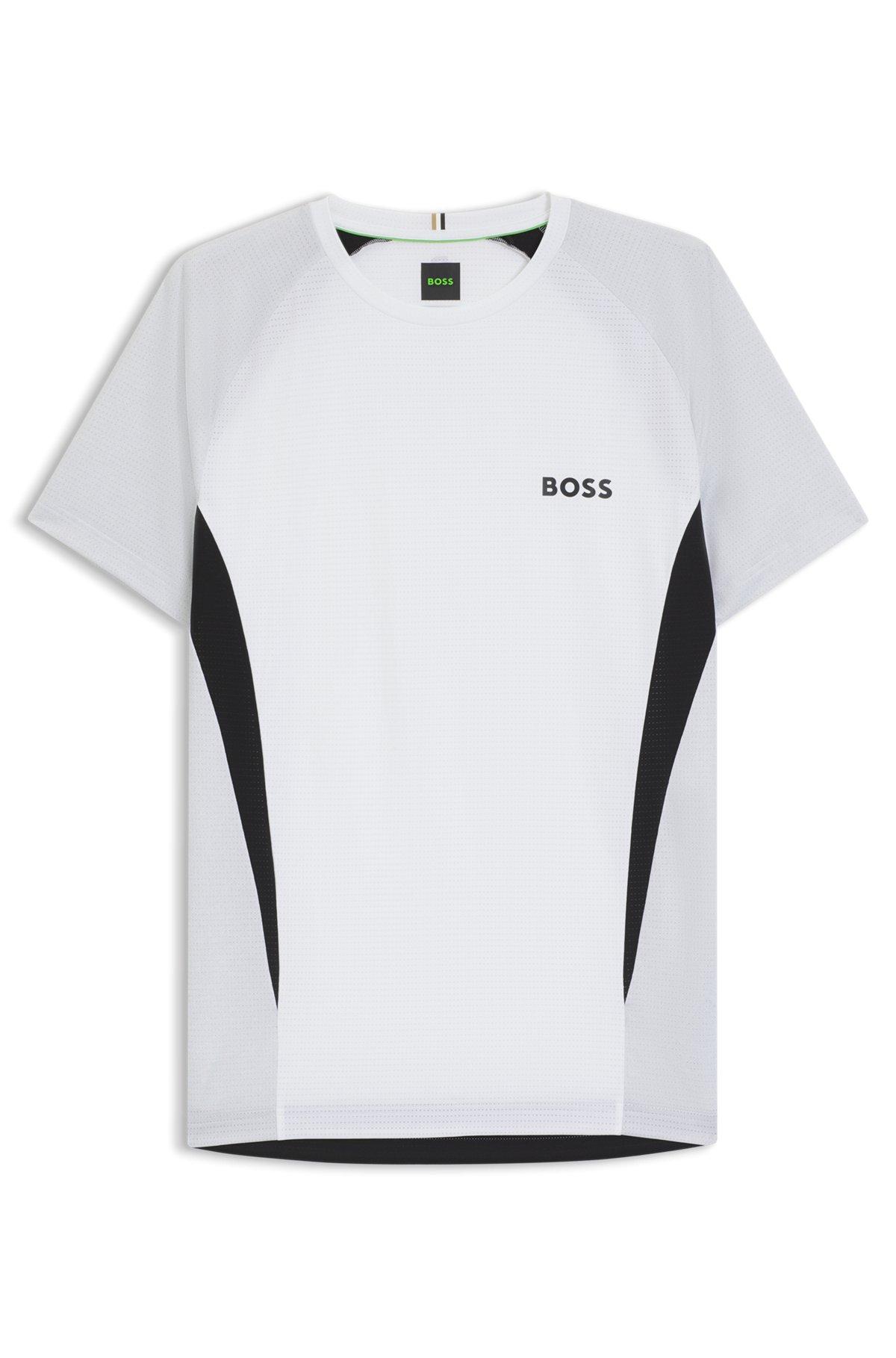 Mesh-jersey slim-fit T-shirt with colour-blocking Product Image