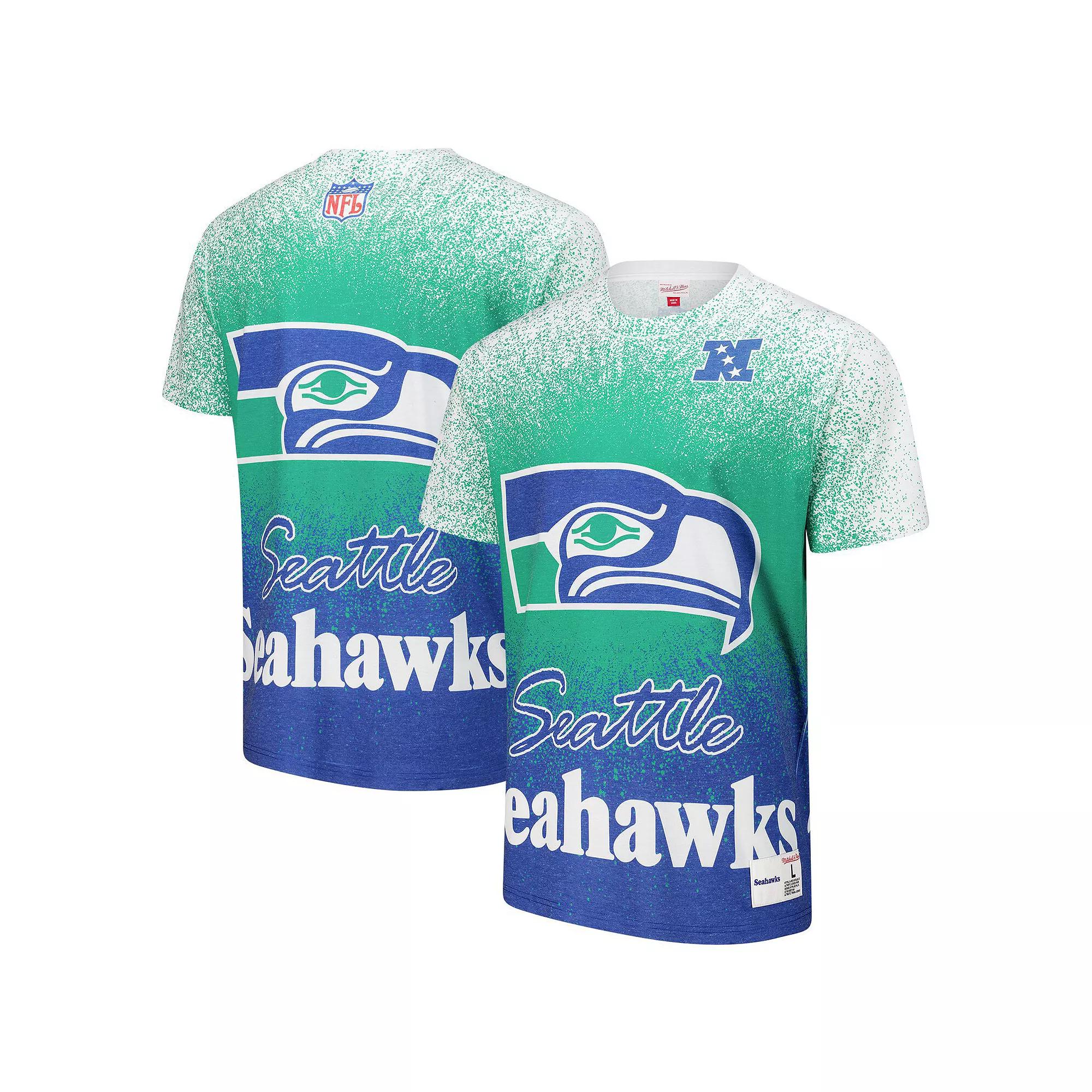 Men's Mitchell & Ness  White Seattle Seahawks Team Burst Vintage Logo T-Shirt, Size: Small Product Image