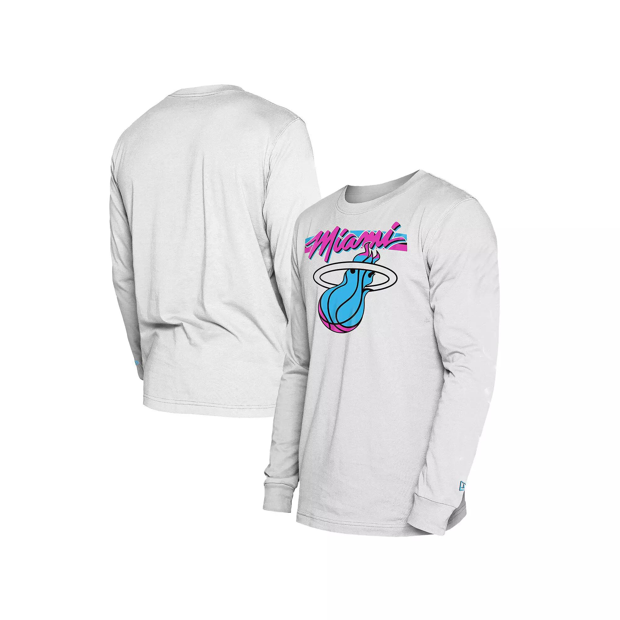 Men's New Era  White Miami Heat 2024/25 City Edition Long Sleeve T-Shirt, Size: 2XL Product Image