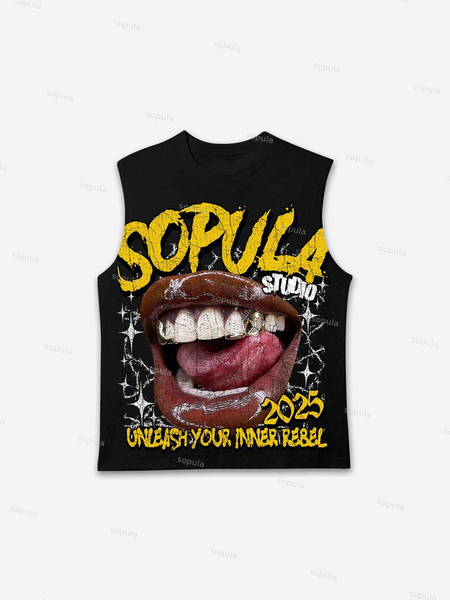 Sopula Lip Print Sleeveless Shirts Tank Top Product Image