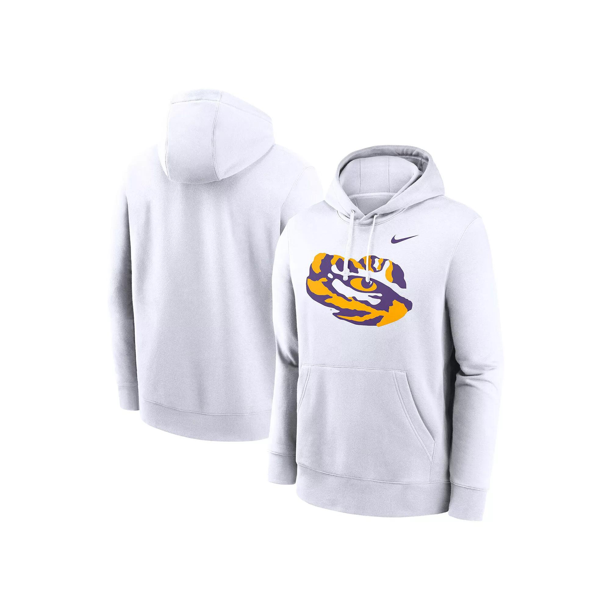 Men's Nike White LSU Tigers Primetime Alternate Logo Club Fleece Pullover Hoodie,  Product Image