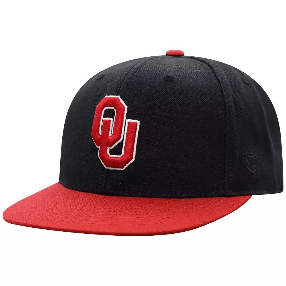 Men's Top of the World Black/Crimson Oklahoma Sooners Team Color Two-Tone Fitted Hat, Size: 7 1/8 Product Image