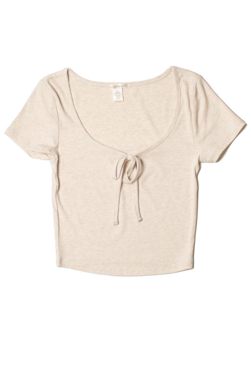 White Tie Front Ribbed Tee Product Image