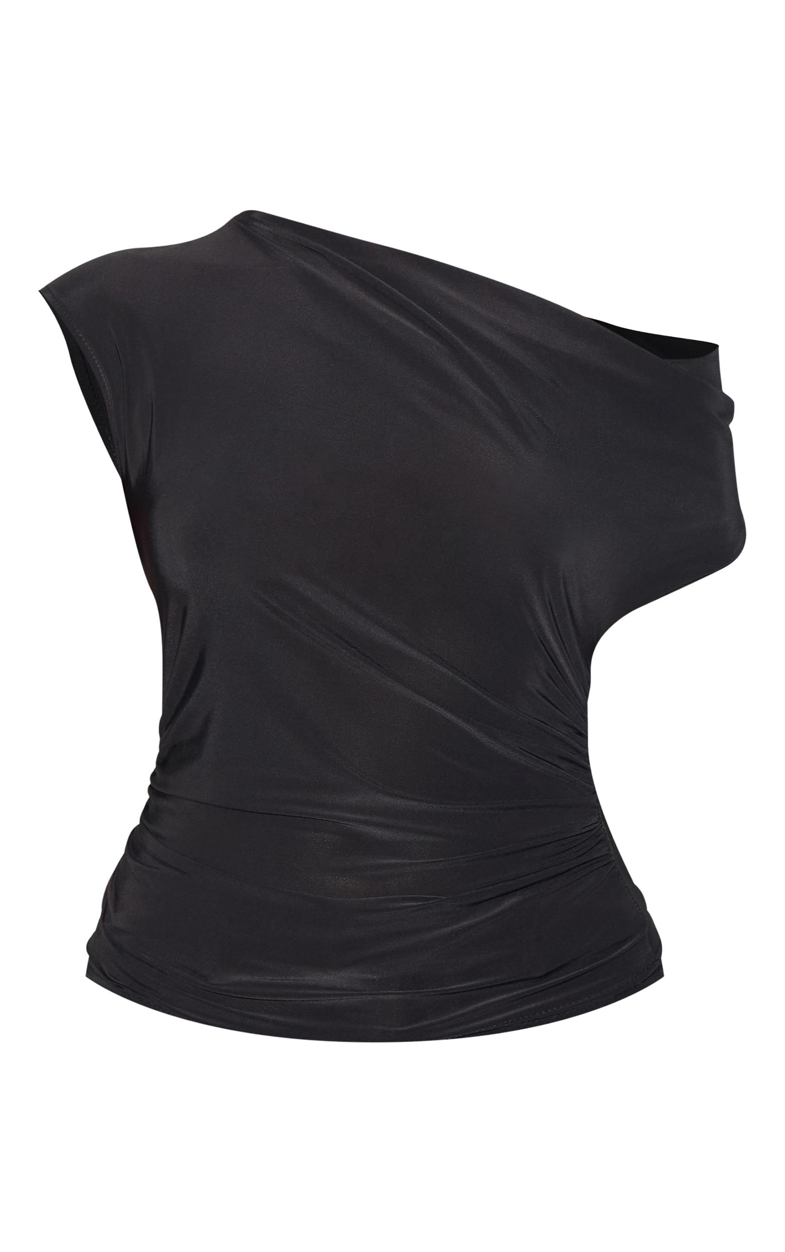 Black Slinky Backless Asymmetric Long Top Product Image