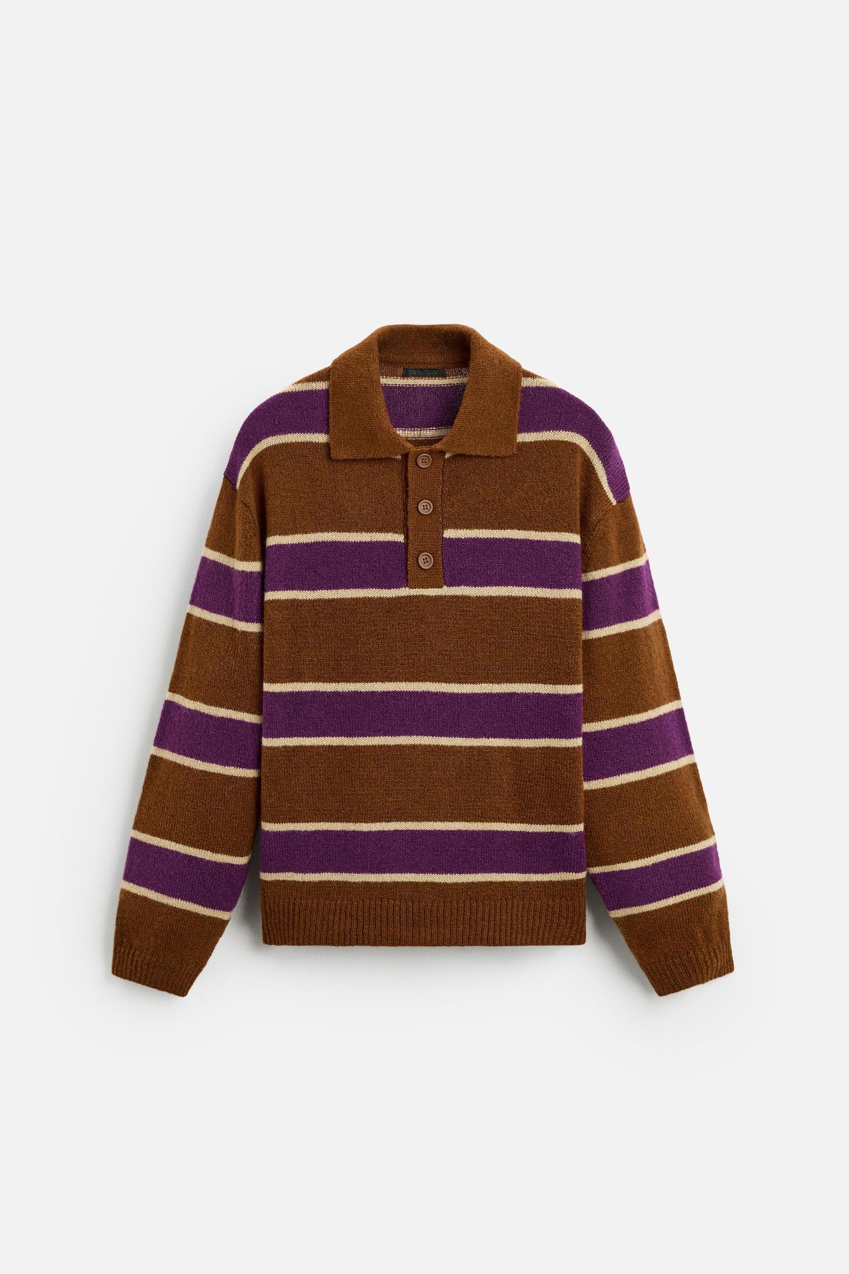 STRIPED KNIT POLO Product Image