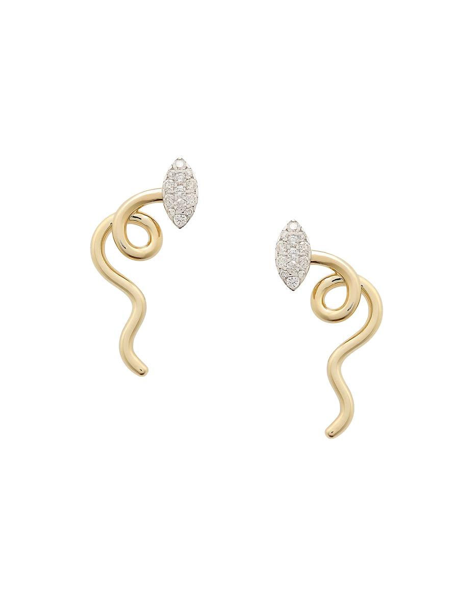 Womens Vine Goldtone & 0.31 TCW Diamond Drop Earrings Product Image