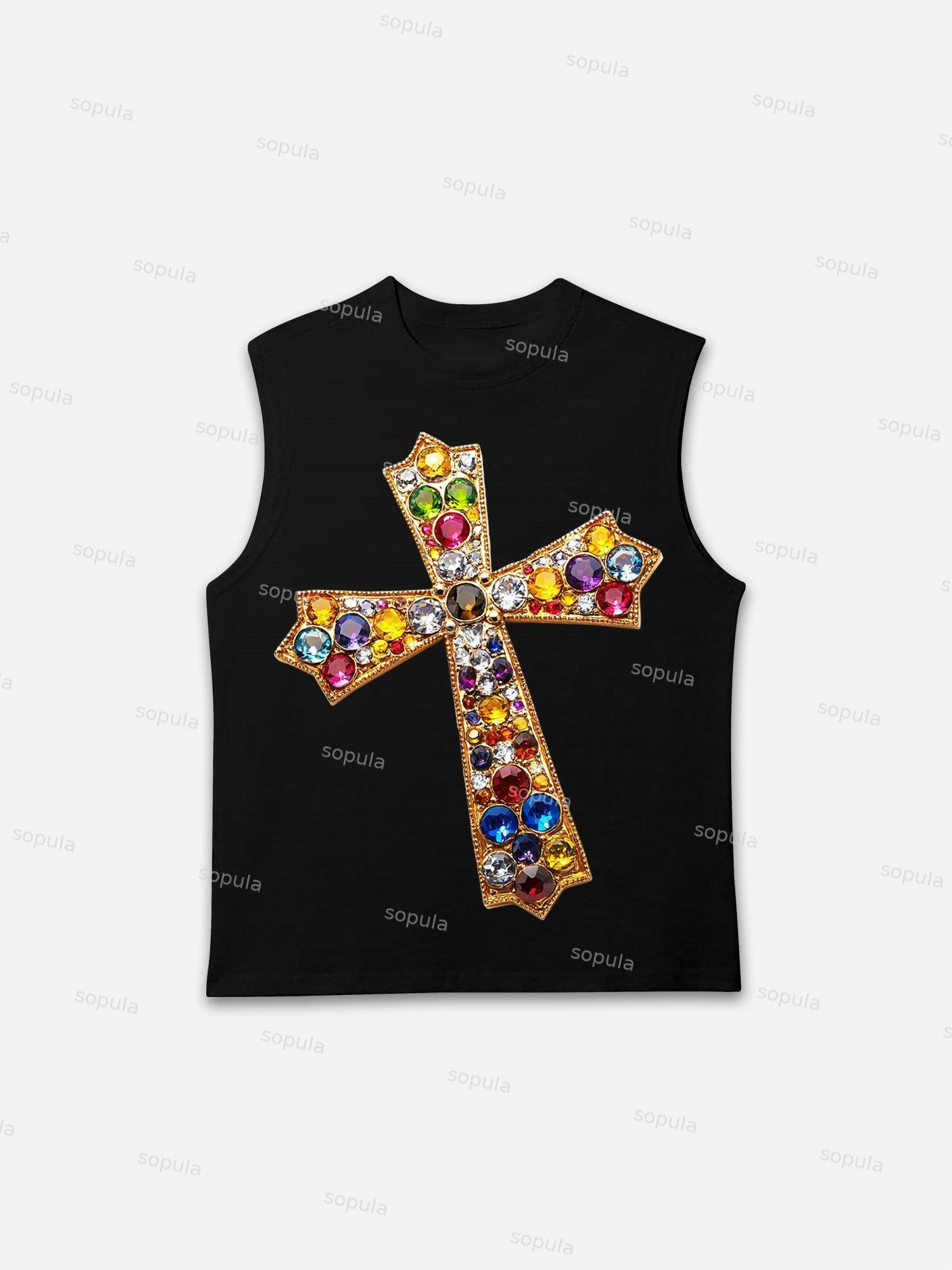 Diamond Cross Print Tank Top Product Image