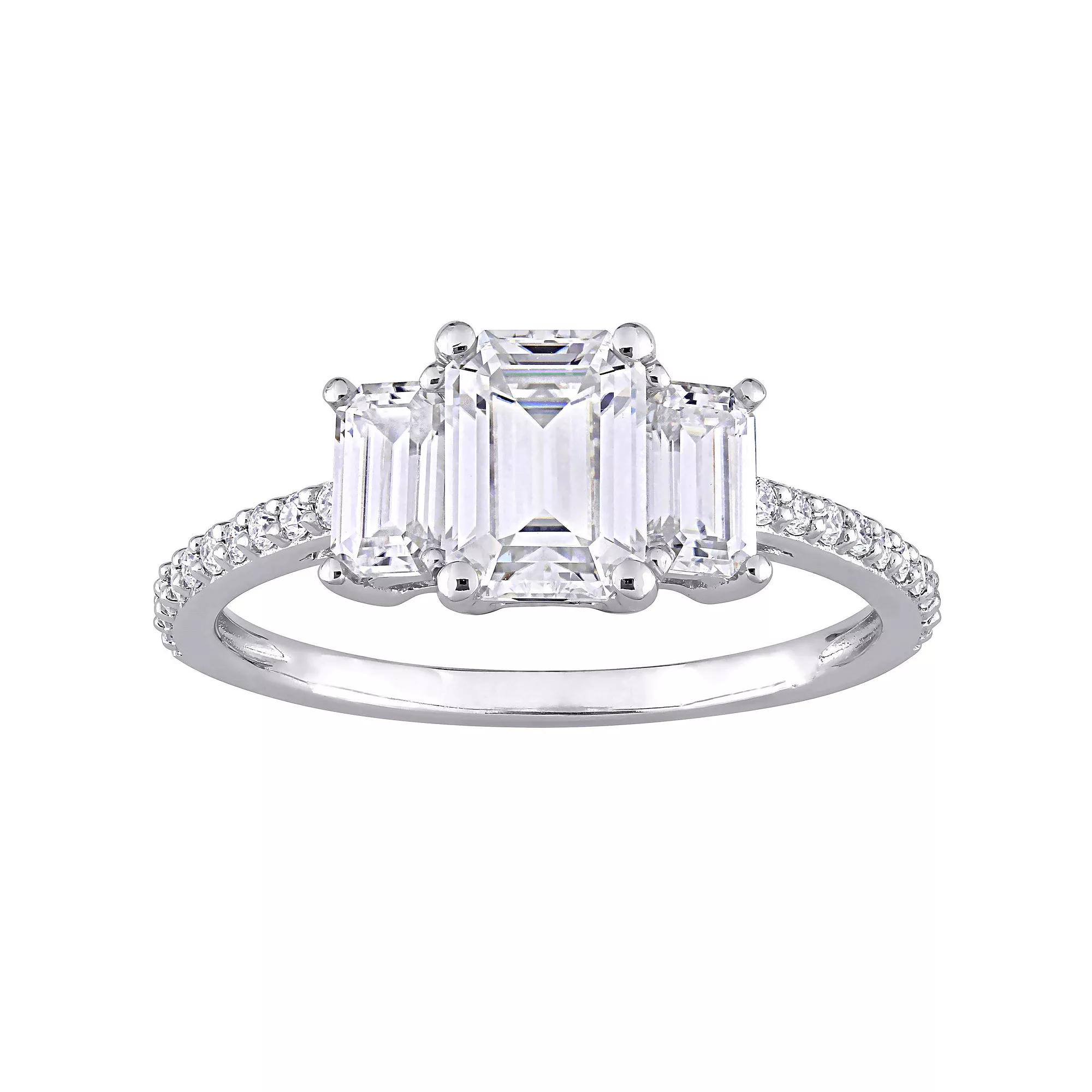 Stella Grace 10k White Gold 1 3/4 Carat T.W. Lab-Created Moissanite 3-Stone Engagement Ring, Women's,  Product Image