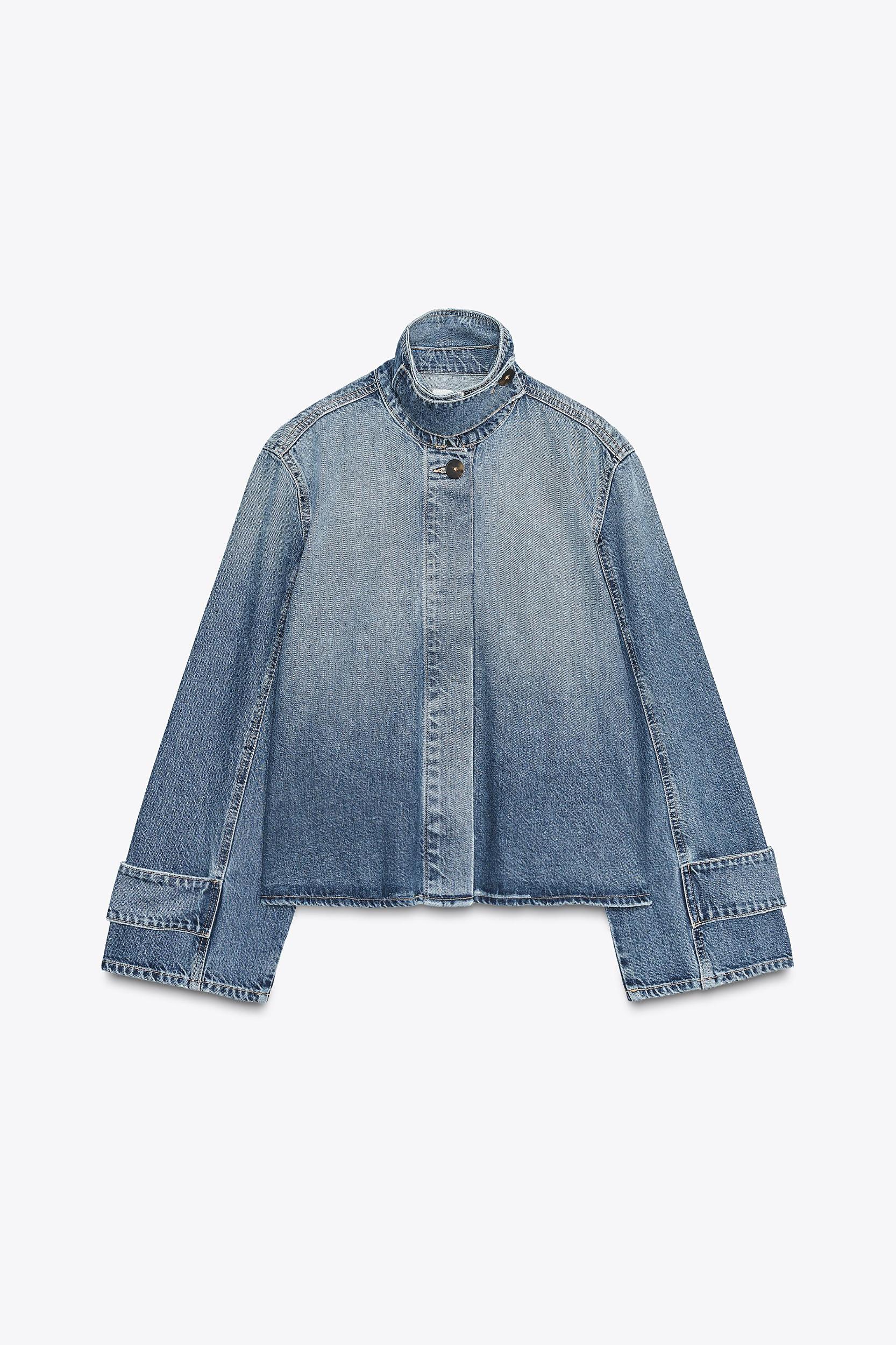 TRF HIGH COLLAR DENIM JACKET Product Image