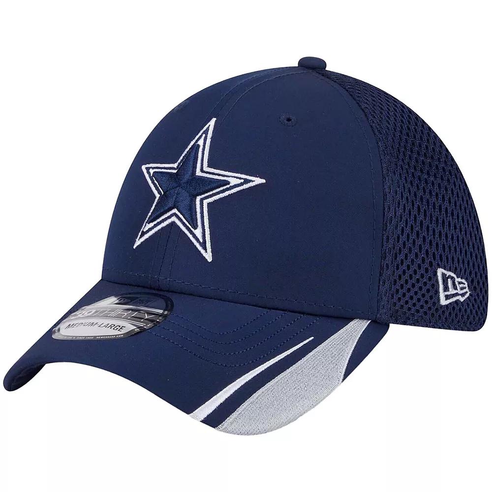 Men's New Era  Navy Dallas Cowboys Game Day Linear 39THIRTY Flex Hat, Size: Medium/Large, Blue Product Image