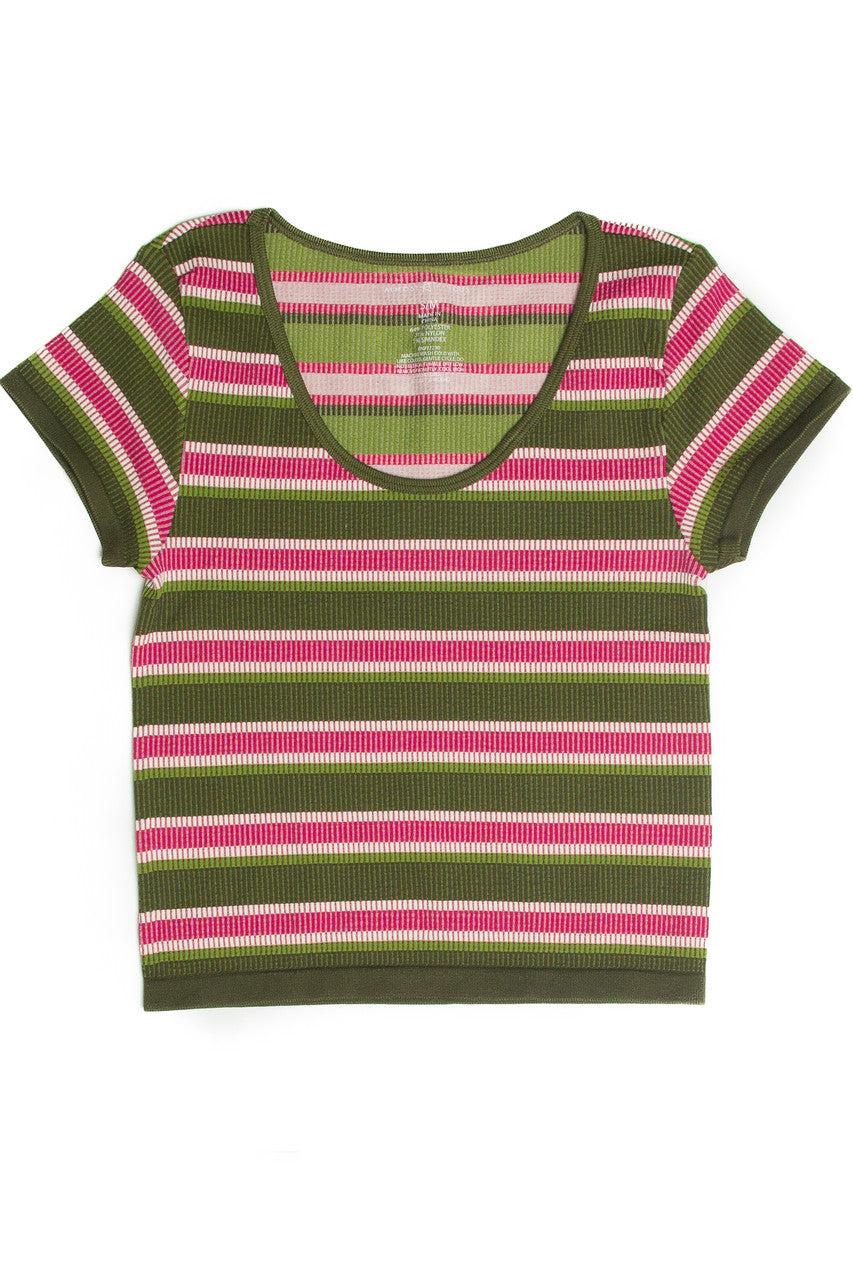 Olive Stripe Seamless Shirt Product Image