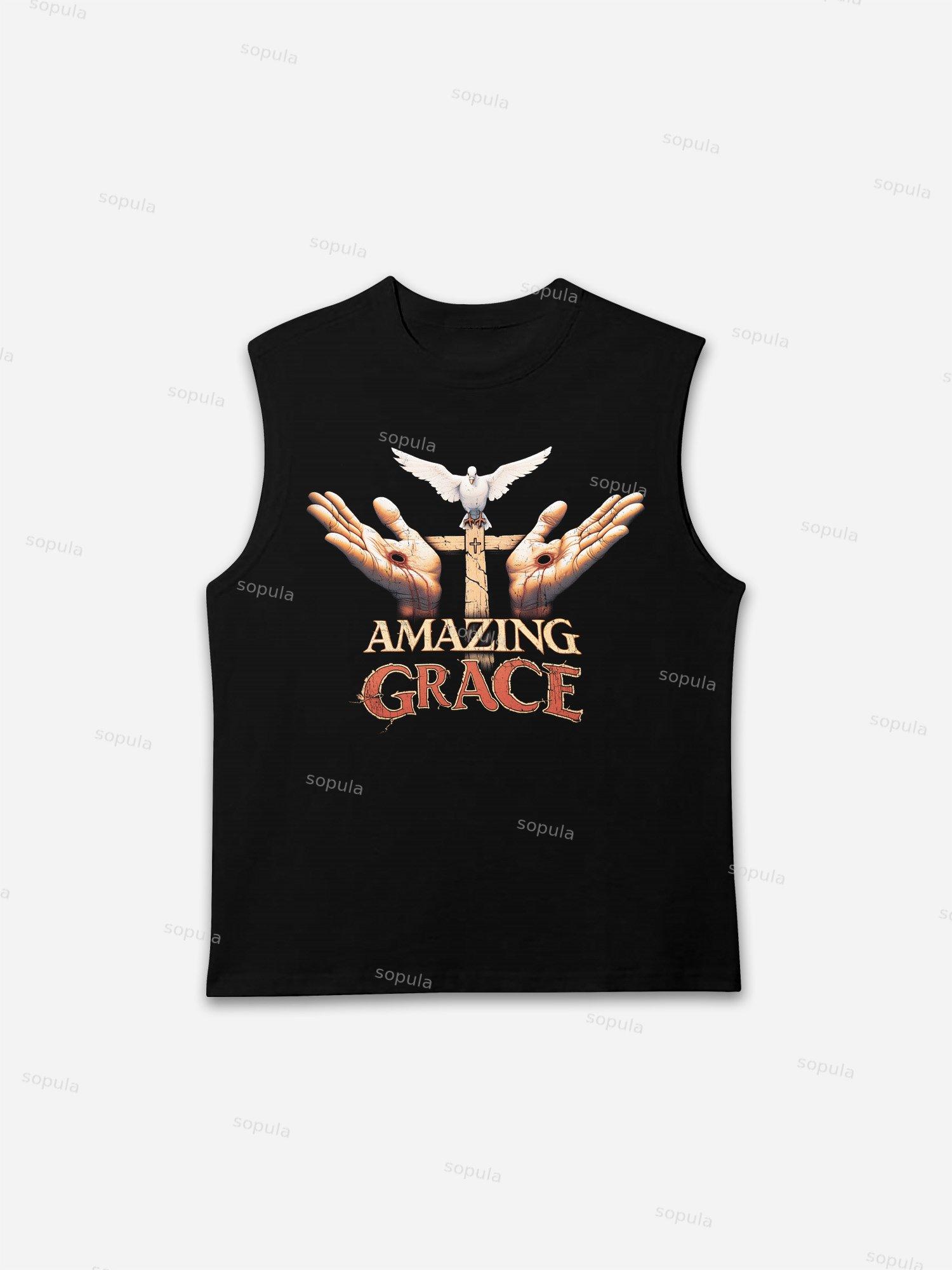 Vintage Jesus Grace Church Graphic Print Tank Top Product Image