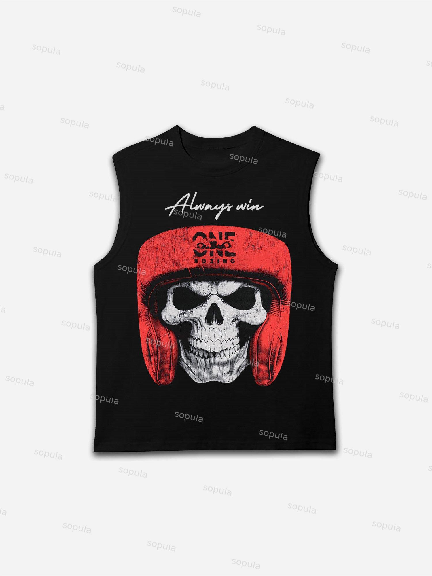 Big Head Skull Boxing Graphic Tank Top Product Image