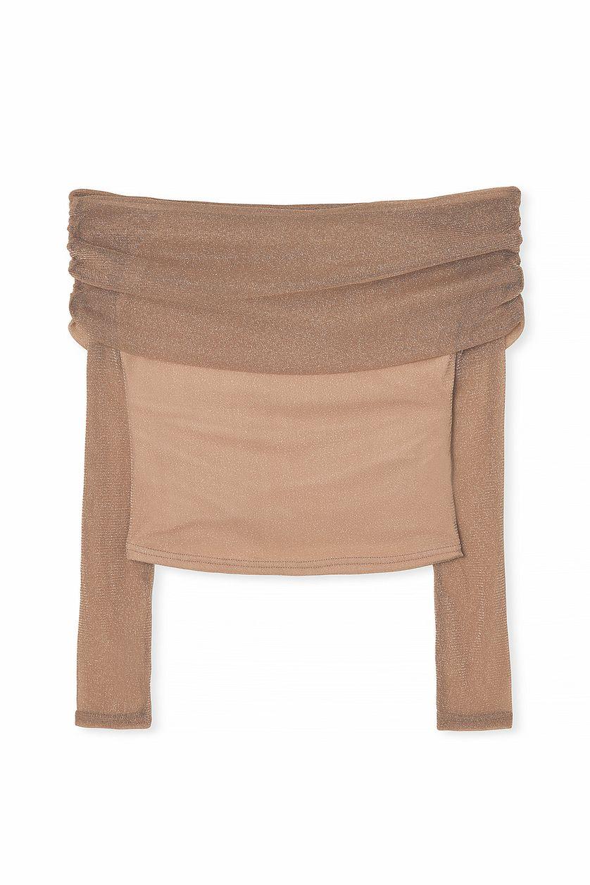 Off Shoulder Mesh Glitter Top Product Image