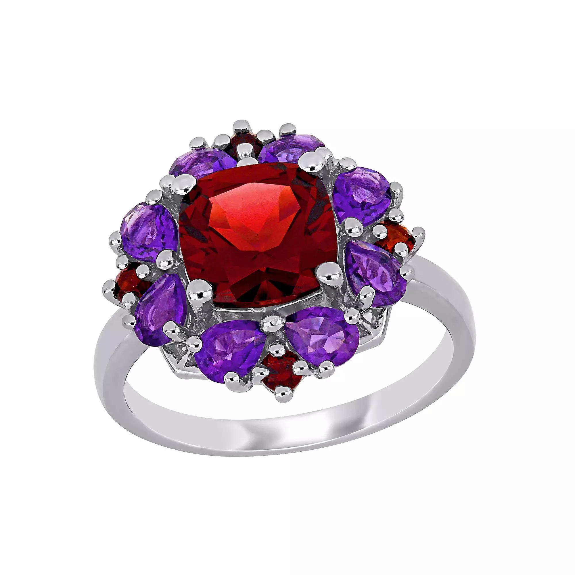 Stella Grace Sterling Silver Garnet & Amethyst Cocktail Ring, Women's, Size: 7 Product Image