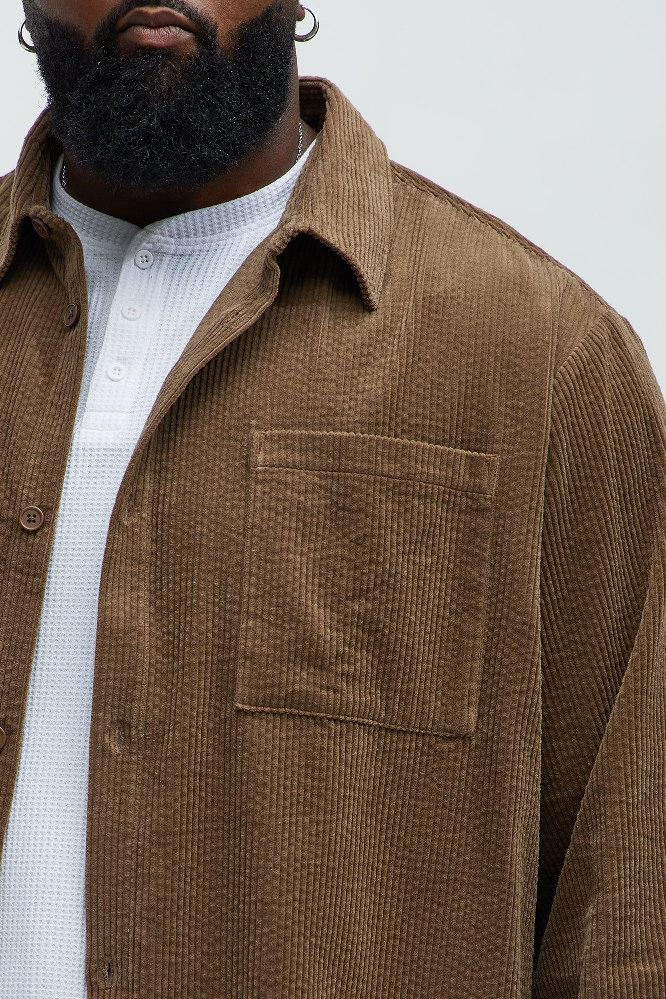 Corduroy Pocket Button Up Shirt - Brown Product Image