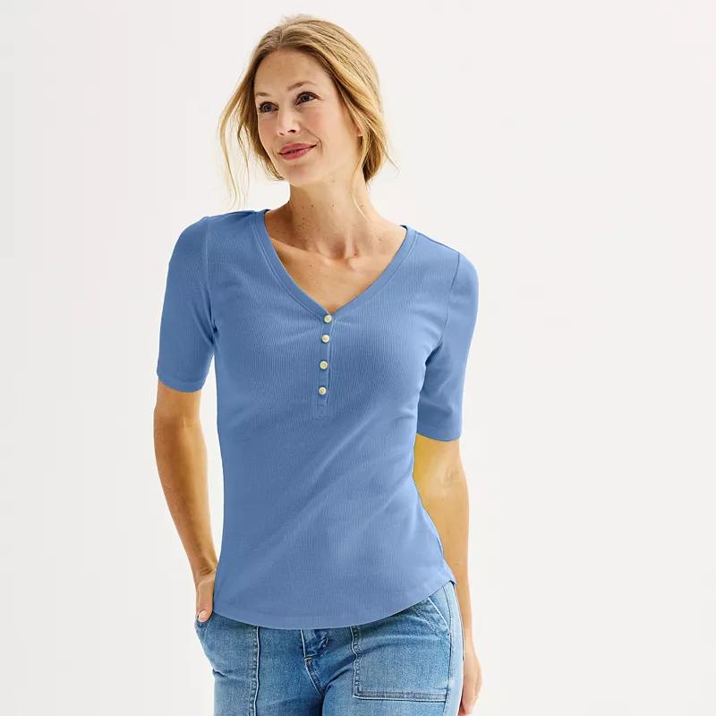 Women's Sonoma Goods For Life® Slim-Fit Henley, Size: Medium, Pandora River Product Image