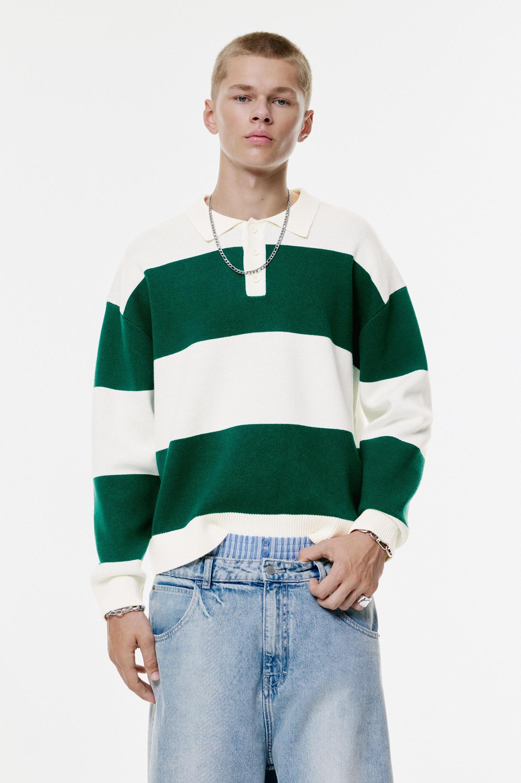 Long sleeve striped polo shirt Product Image