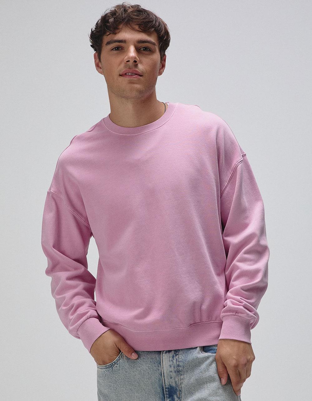 RSQ Mens Washed Oversized Crewneck Sweatshirt - TAN Product Image