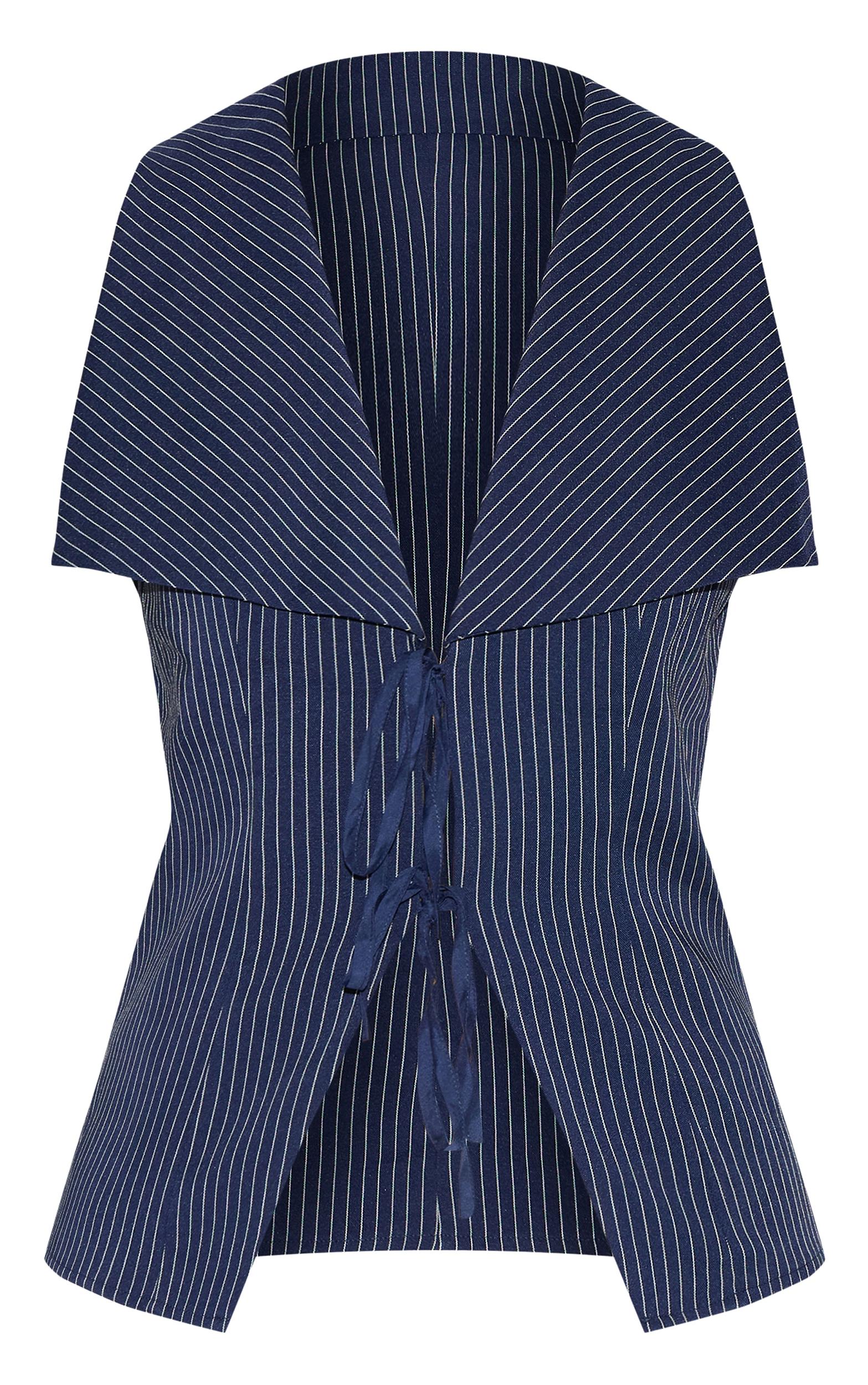 Indigo Blue Striped Cotton Vest Product Image