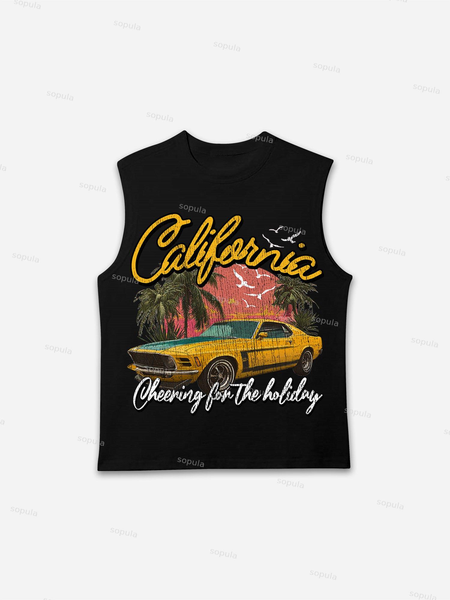 Summer Vacation Racing Print Sleeveless Shirts Tank Top Product Image