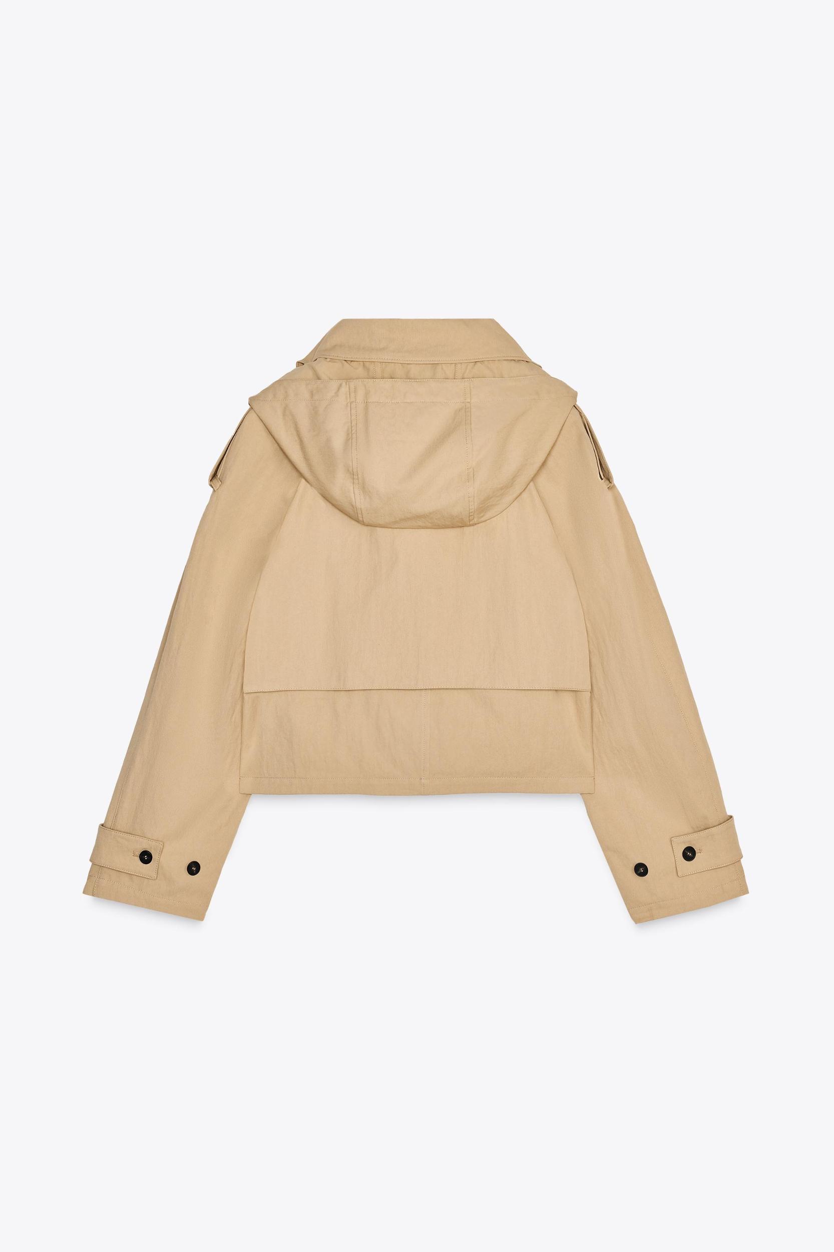 SHORT TRENCH COAT WITH DETACHABLE HOOD Product Image