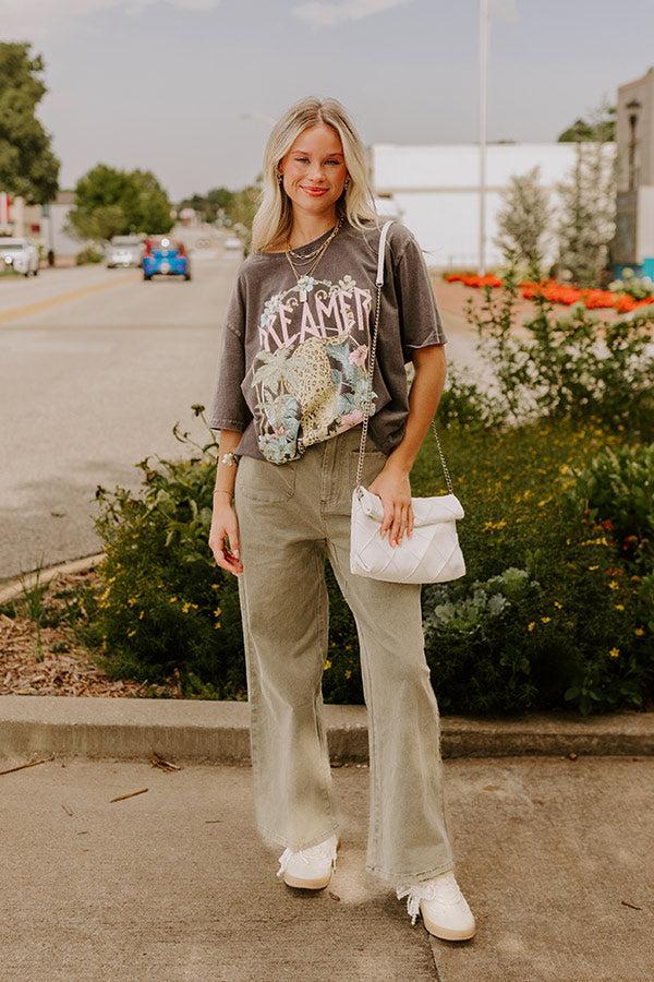 The Lana High Waist Wide Leg Jean in Martini Olive Product Image