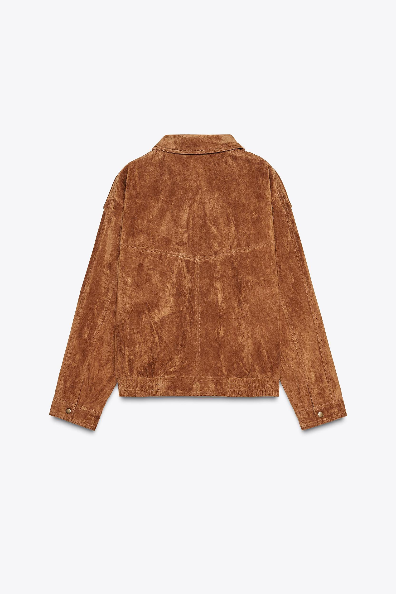100% SUEDE BOMBER JACKET WITH POCKETS Product Image