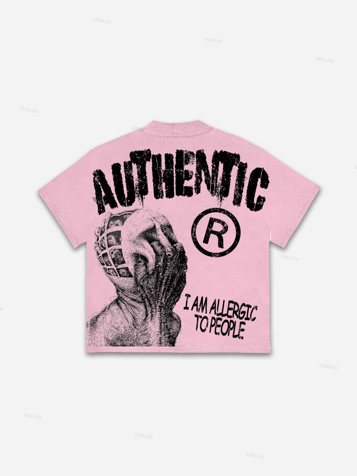 Sopula Vintage I Am Allergic To People Graphics Print Cotton T-shirt Product Image