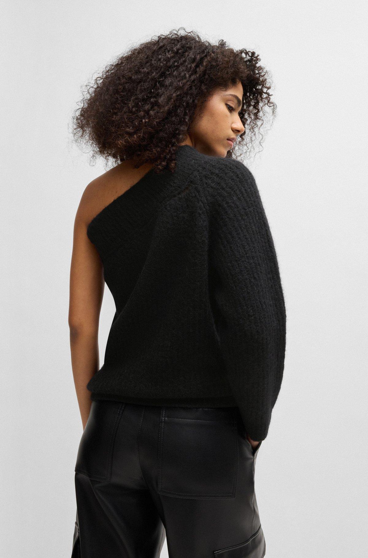 One-shoulder regular-fit sweater with knitted structure Product Image