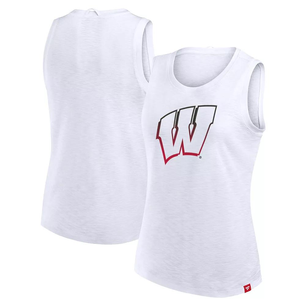 Women's Fanatics White Wisconsin Badgers Activate Slub Tank Top, Size: Medium Product Image