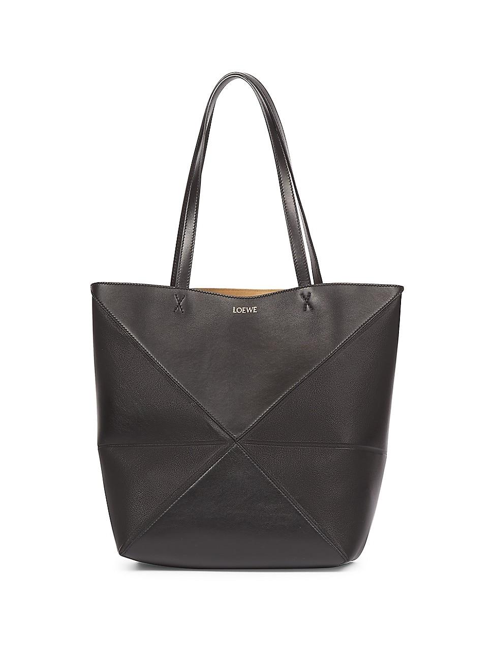 Womens Puzzle Shiny Leather Tote Product Image