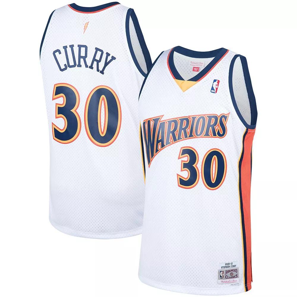 Men's Mitchell & Ness Stephen Curry White Golden State Warriors 2009-10 Hardwood Classics Swingman Jersey, Size: Large Product Image