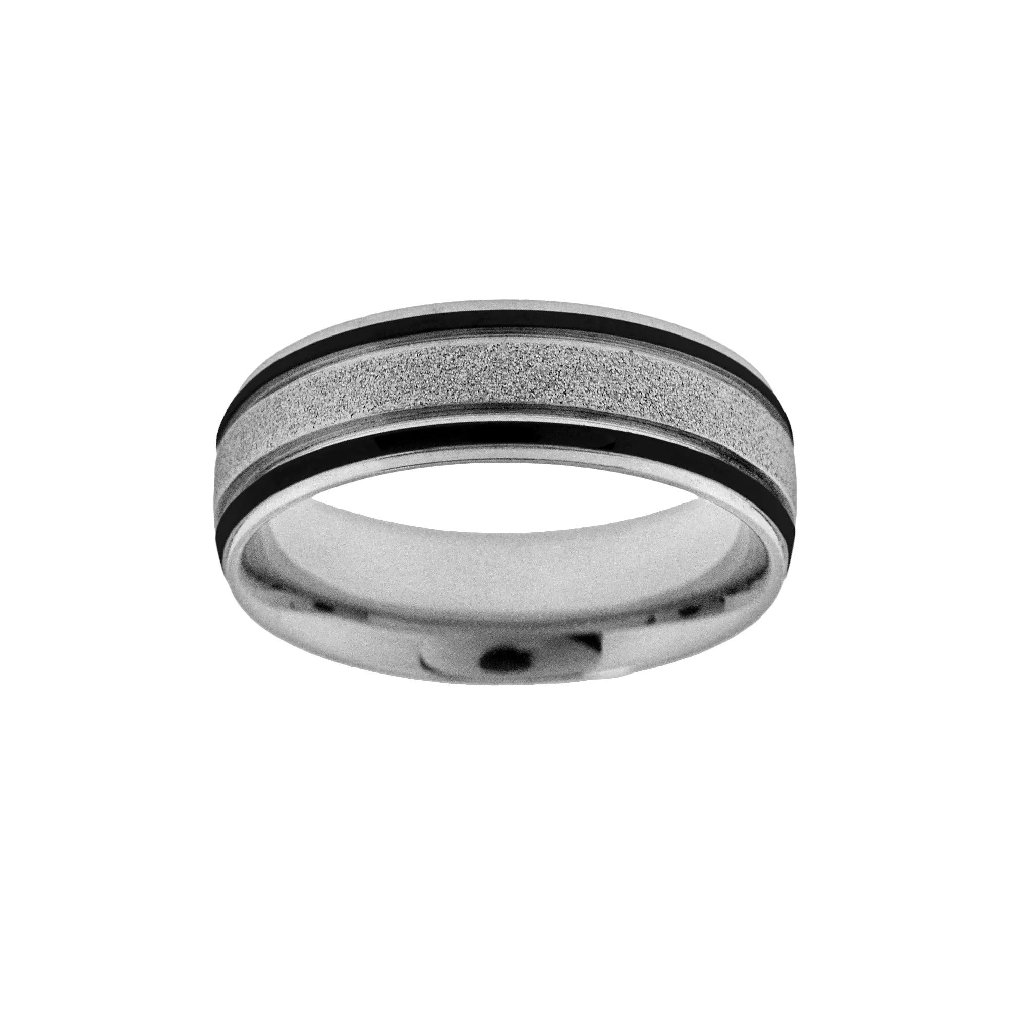 Stainless Steel and Black Immersion-Plated Stainless Steel Wedding Band - Men, Men's, Size: 13, Multicolor Product Image