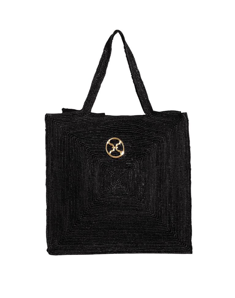 Raffia Pyramid Bag - Black Product Image