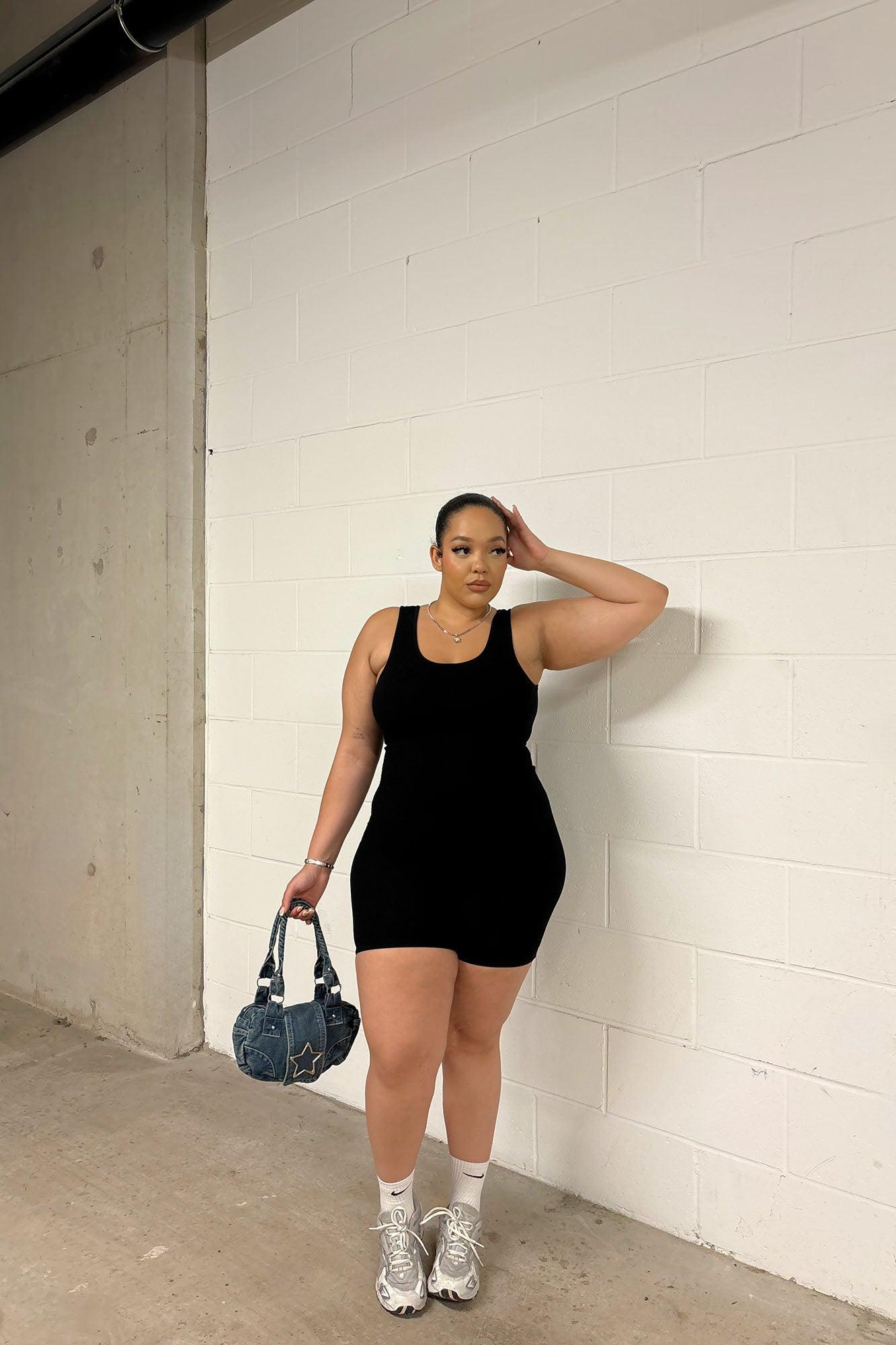 Naveah Scoop Neck Snatched Romper - Black Product Image