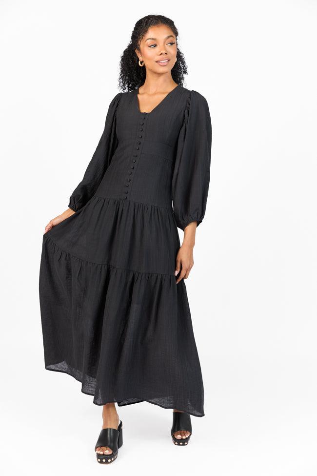 Enchanting Moments Black Button Detail Maxi Dress FINAL SALE Product Image