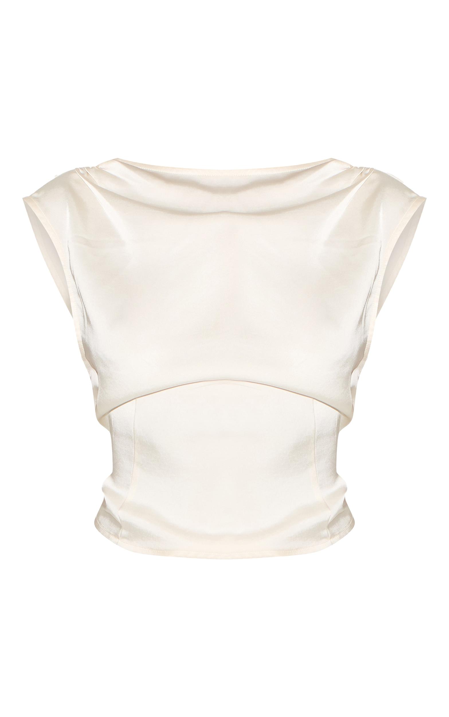 Cream Cowl Back Satin Top Product Image