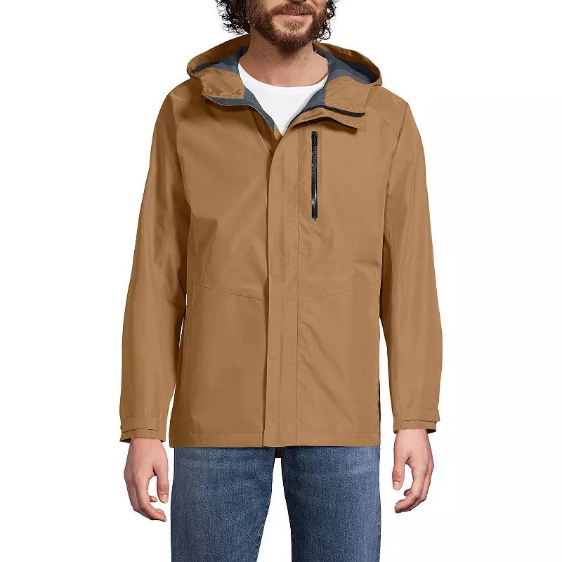 Men's Lands' End Waterproof Hooded Packable Rain Jacket,  Product Image