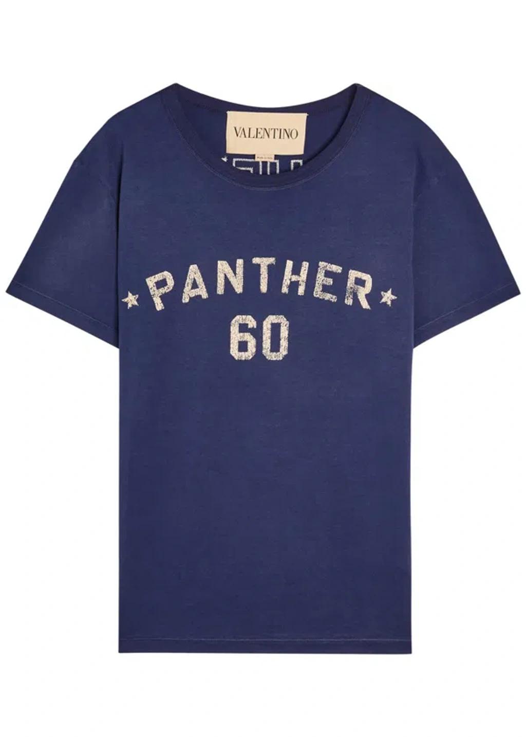 VALENTINO Garavani Navy Cotton T-shirt In Blue Product Image