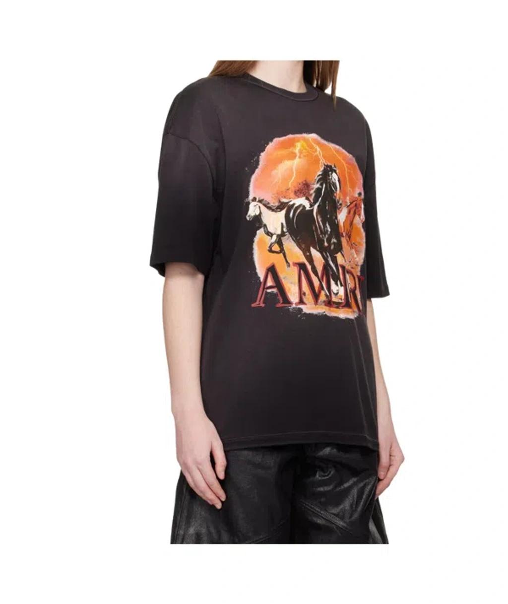 AMIRI Graphic Print Oversized Crewneck T-shirt Shirt In Black Product Image