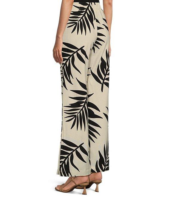 GB Palm Leaf High Waist Linen Blend Wide Leg Pants Product Image