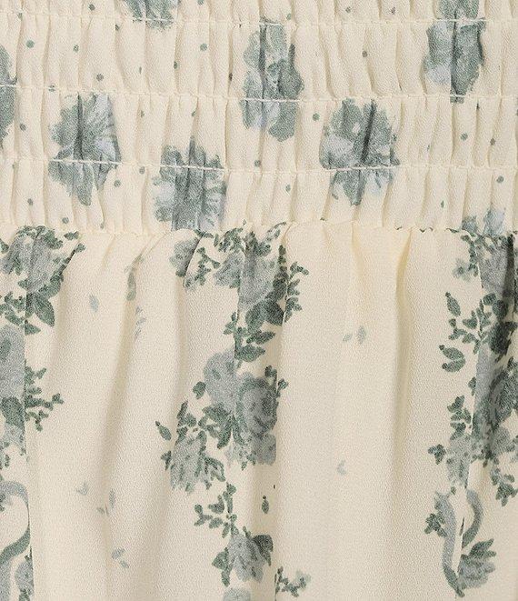 Midnight Doll Floral Print Short Puff Sleeve Tiered Ruffle Midi Dress Product Image