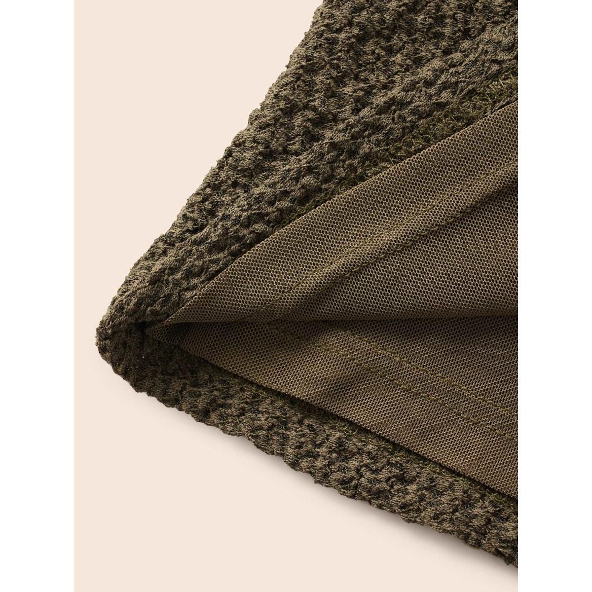 Plus Size Texture Half Zip Batwing Sleeve T-shirt ArmyGreen Women Casual Texture V-neck Everyday T-shirts BloomChic 10/M Product Image