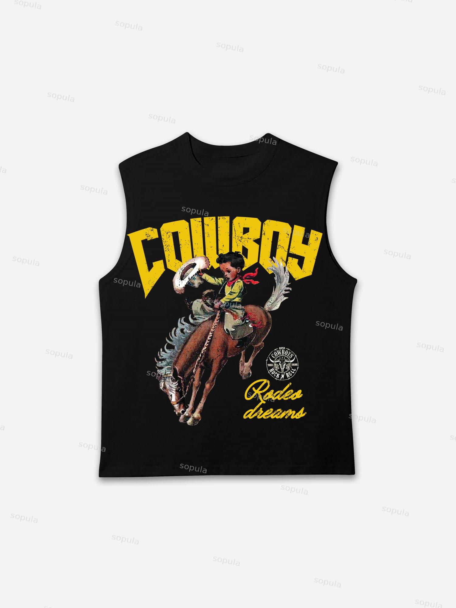 Cowboy Rodeo Dreams Print Tank Top Product Image