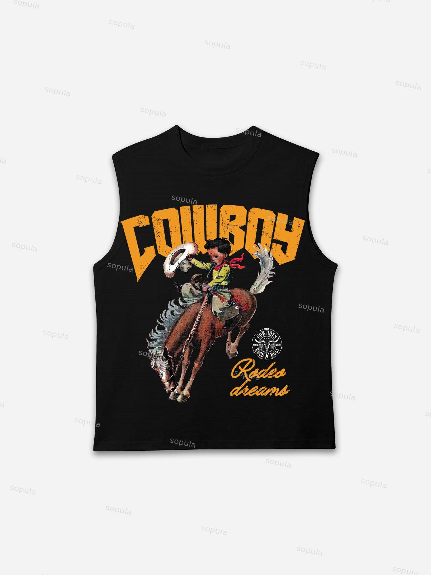 Cowboy Rodeo Dreams Print Tank Top Product Image