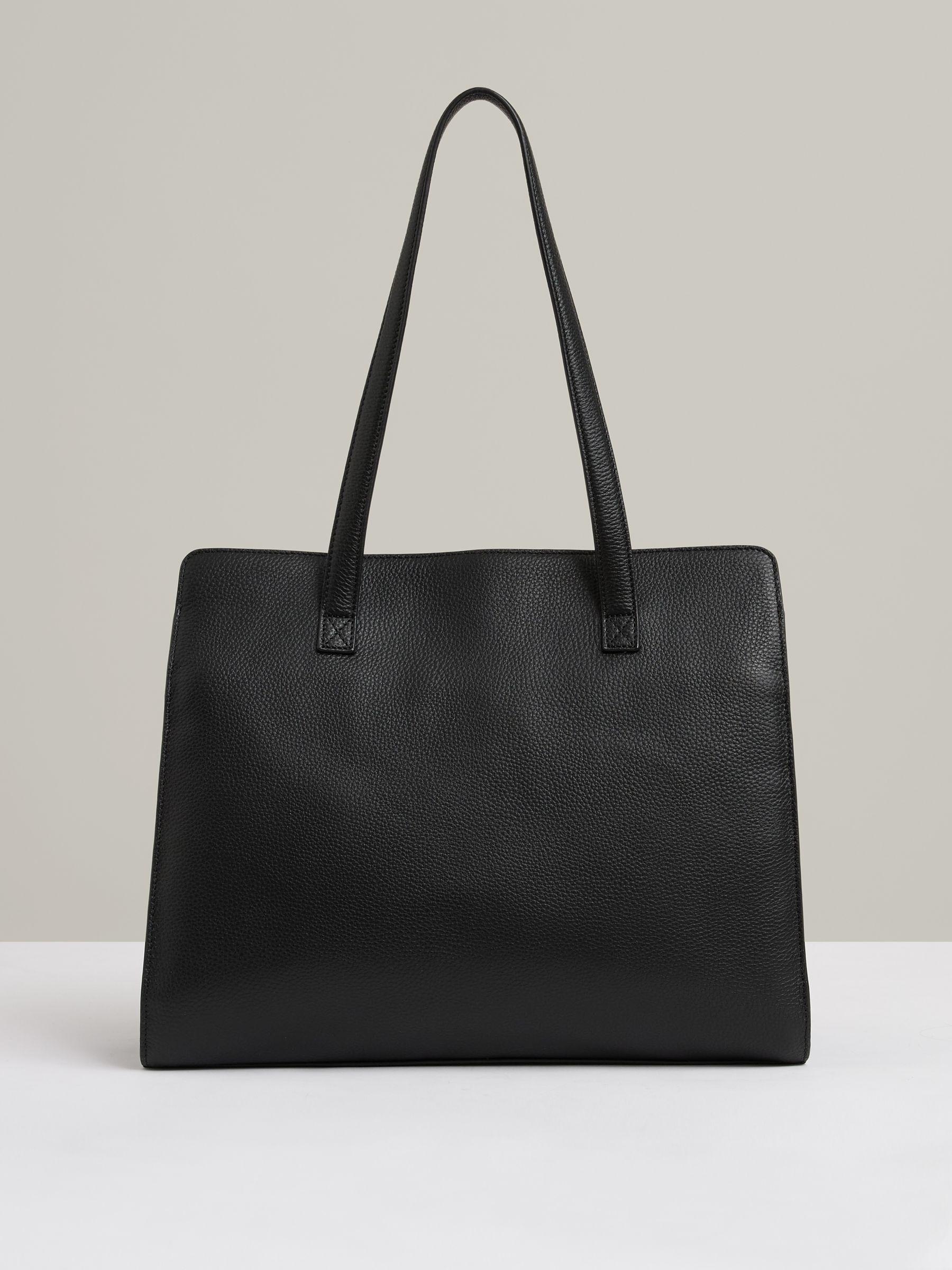 Grained Leather Tote Bag in Black Product Image